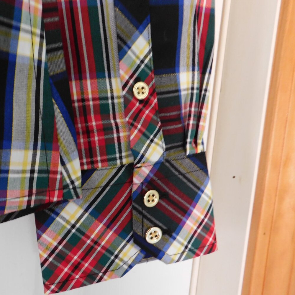 NEW Talbots Non-Iron‎  Button Down Shirt Women's Size 4 Black Red Plaid Gold - Picture 3 of 7